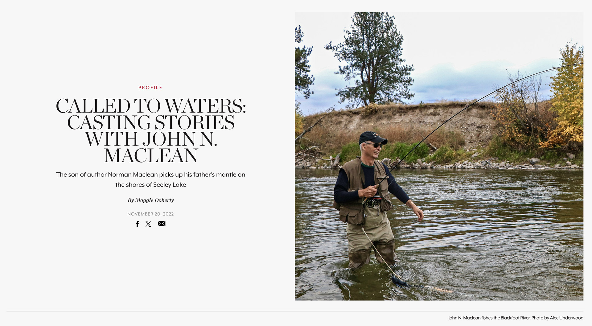 Screencapture of Flathead Living profile by Maggie Neal Doherty of John N. Maclean. Photo by Alec Underwood